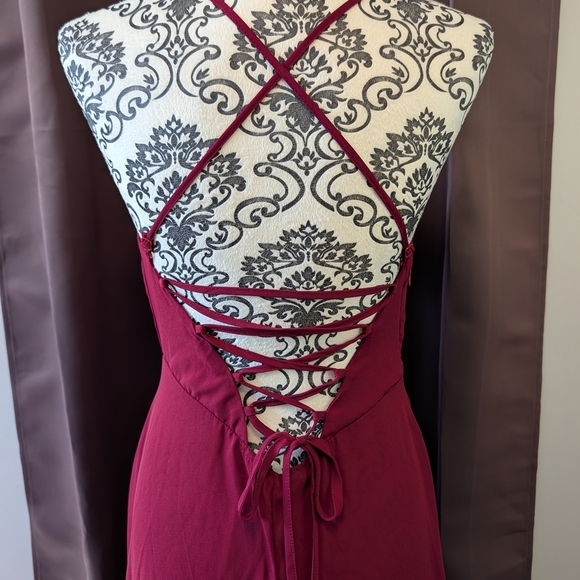 🖤 Asymmetrical Burgundy Floor Length Dress - Picture 2 of 7